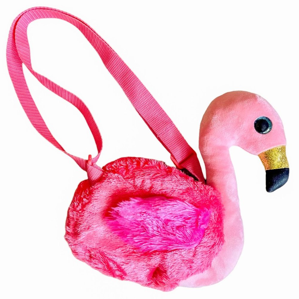 Vintage Y2K Flamingo Bag Pink Mini Purse with Zip Pocket TY Beanie Babies